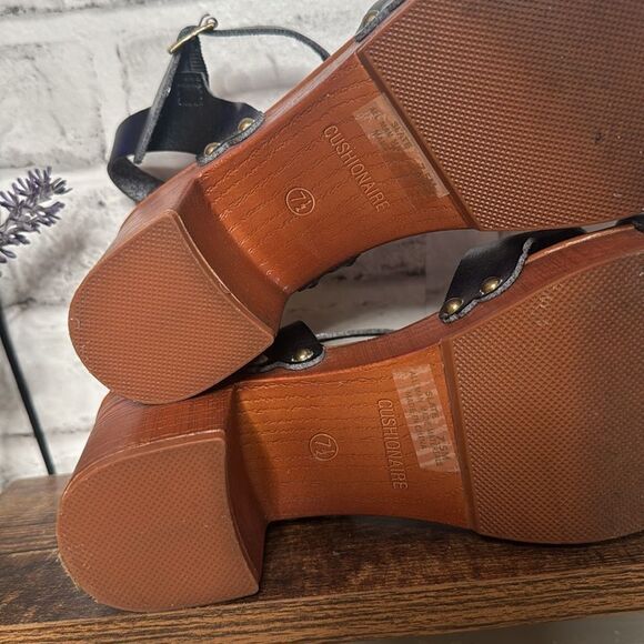 Cushionaire Black Faux Leather Slingback Sandals Pumps Shoes Size 7.5 - Picture 8 of 8